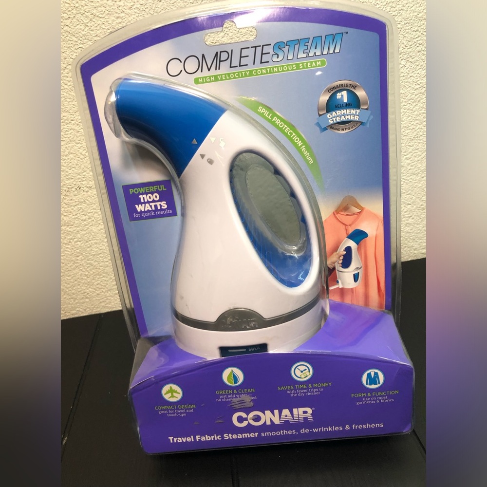 Conair CompleteSteam Travel Fabric Steamer in White and Blue